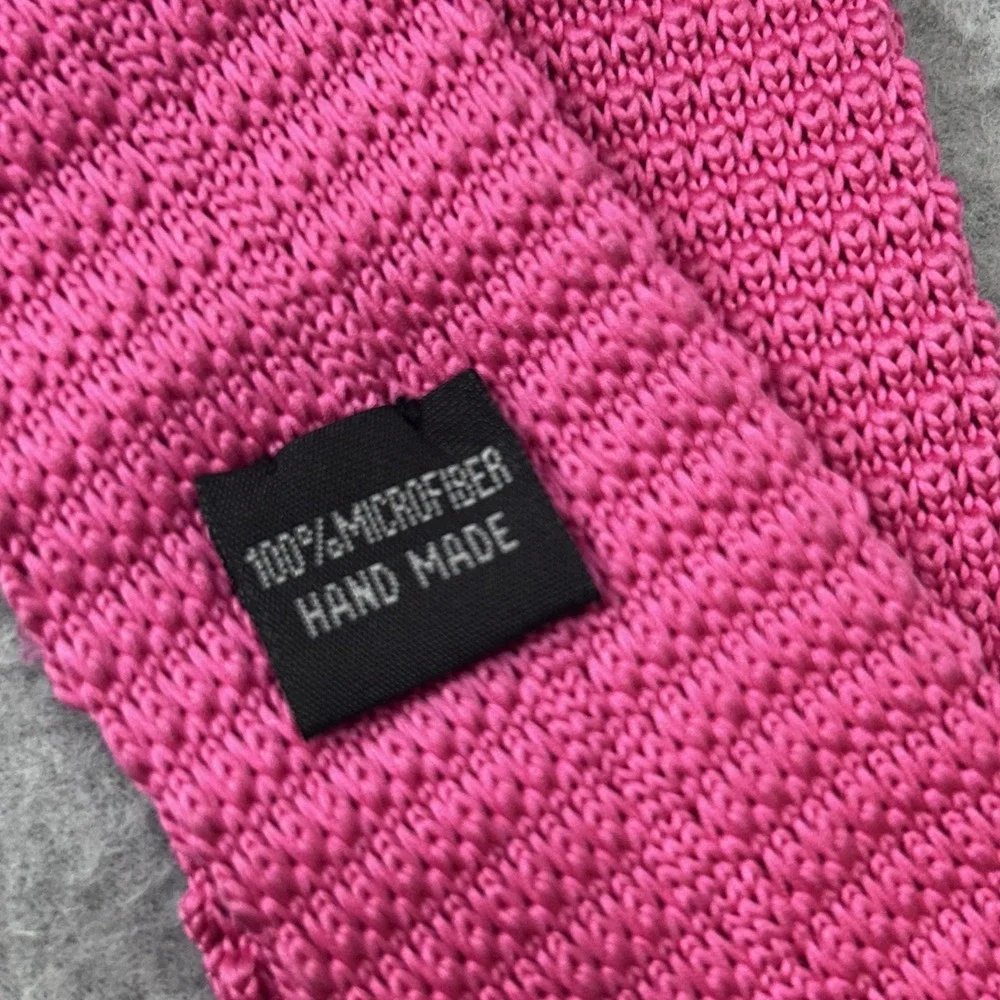 Jacob Alexander Knit Tie Hot Pink Skinny Square End 100% Microfiber 58